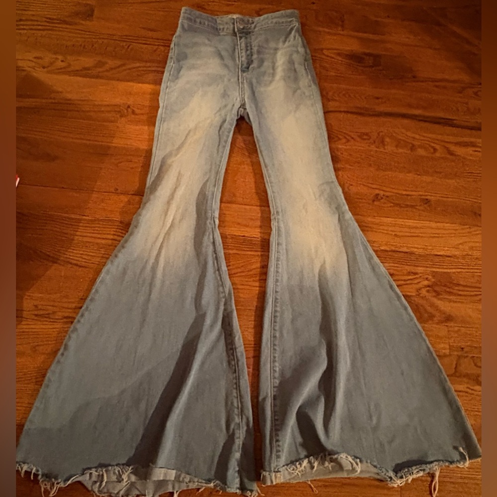 We The Free People Float on Flare Jeans Women’s Size 25R High Waist Blue Denim